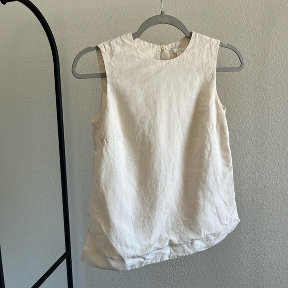 COS | Lightweight Sleeveless Cotton Linen Blend Seersucker Top in Cream | Size 2 - Picture 1 of 7